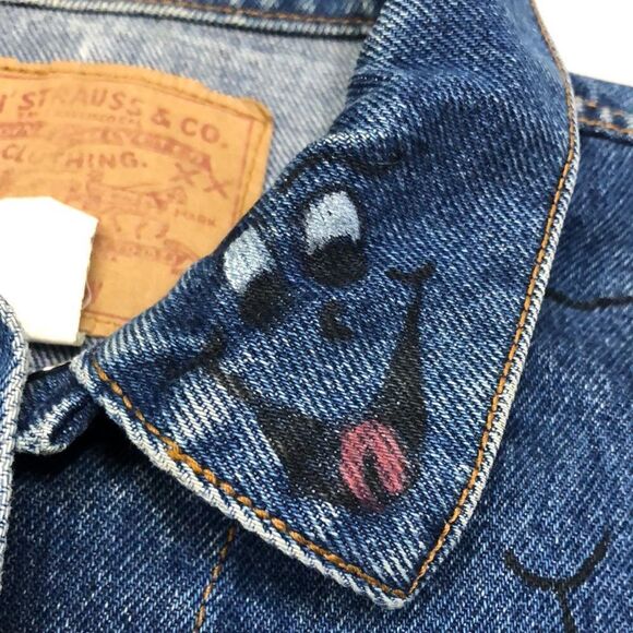 Vintage 1987 Levi’s Denim Jacket Medium Made in USA CUSTOM PAINTED - Picture 2 of 13